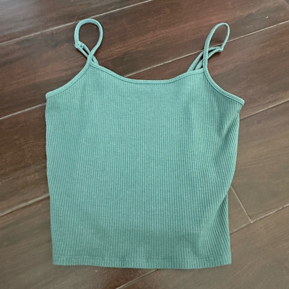 Green Ribbed Women's Tank Top